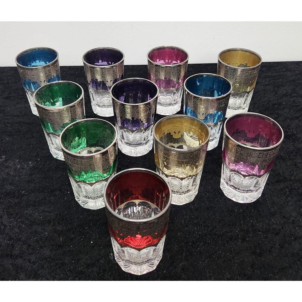Moroccan Colorful Tea Glasses Handmade Crystal-11 Pz